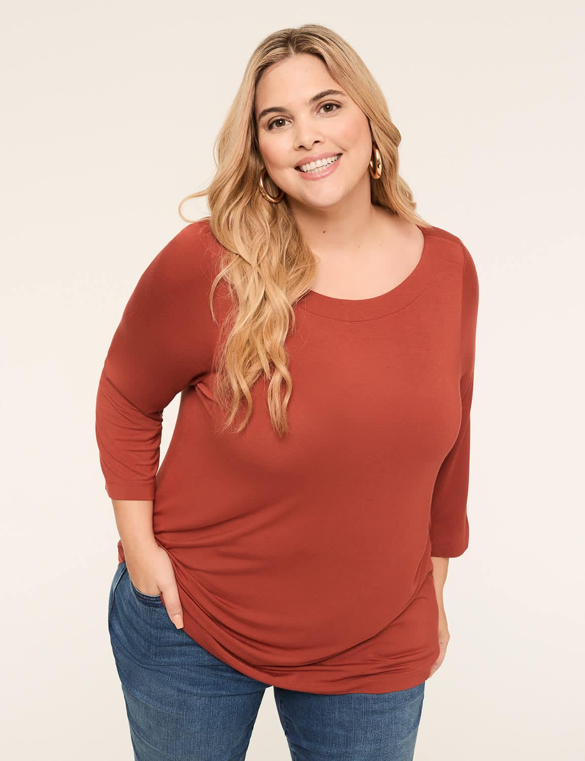 dreamfeel 3/4-sleeve boatneck top