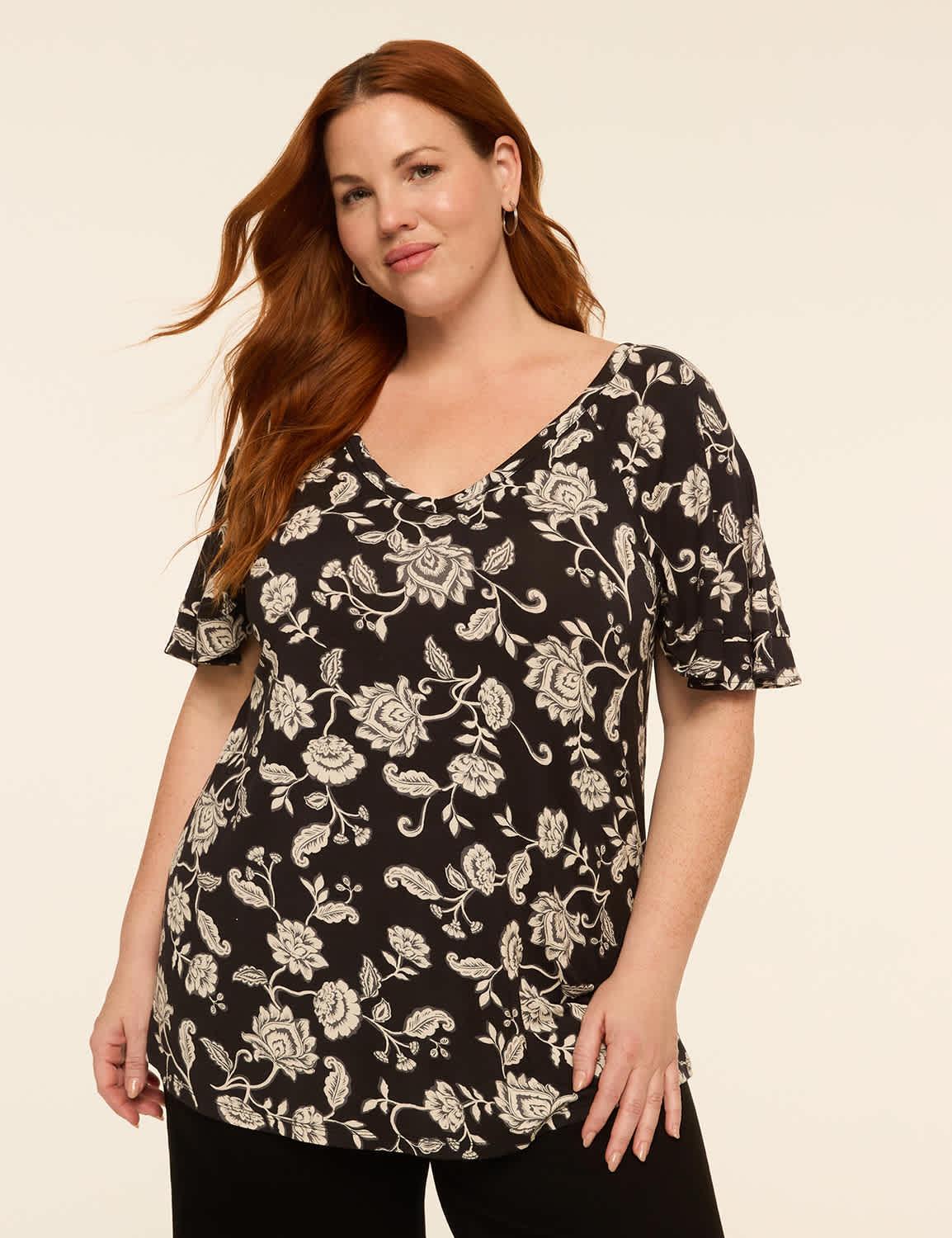 dreamfeel double flutter-sleeve v-neck top