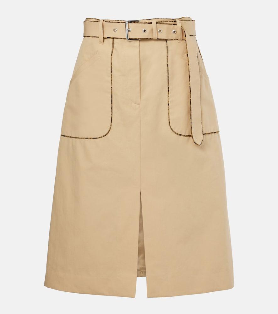 dries van noten belted cotton poplin midi skirt