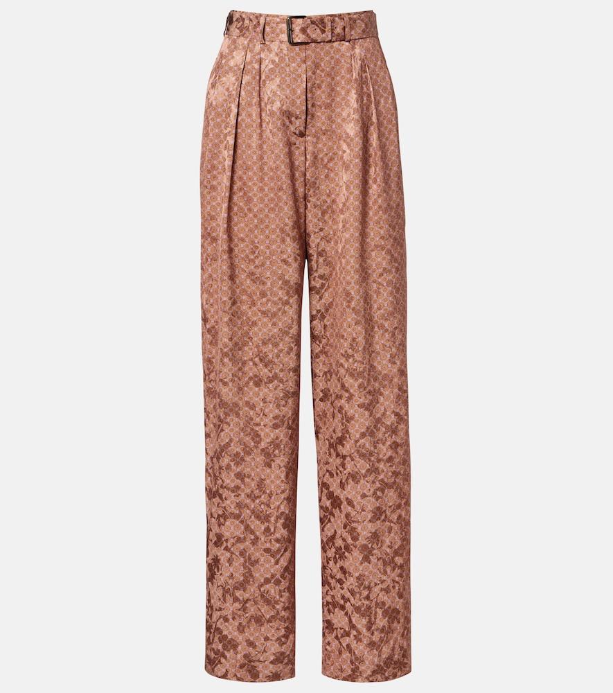 dries van noten belted printed wide-leg pants