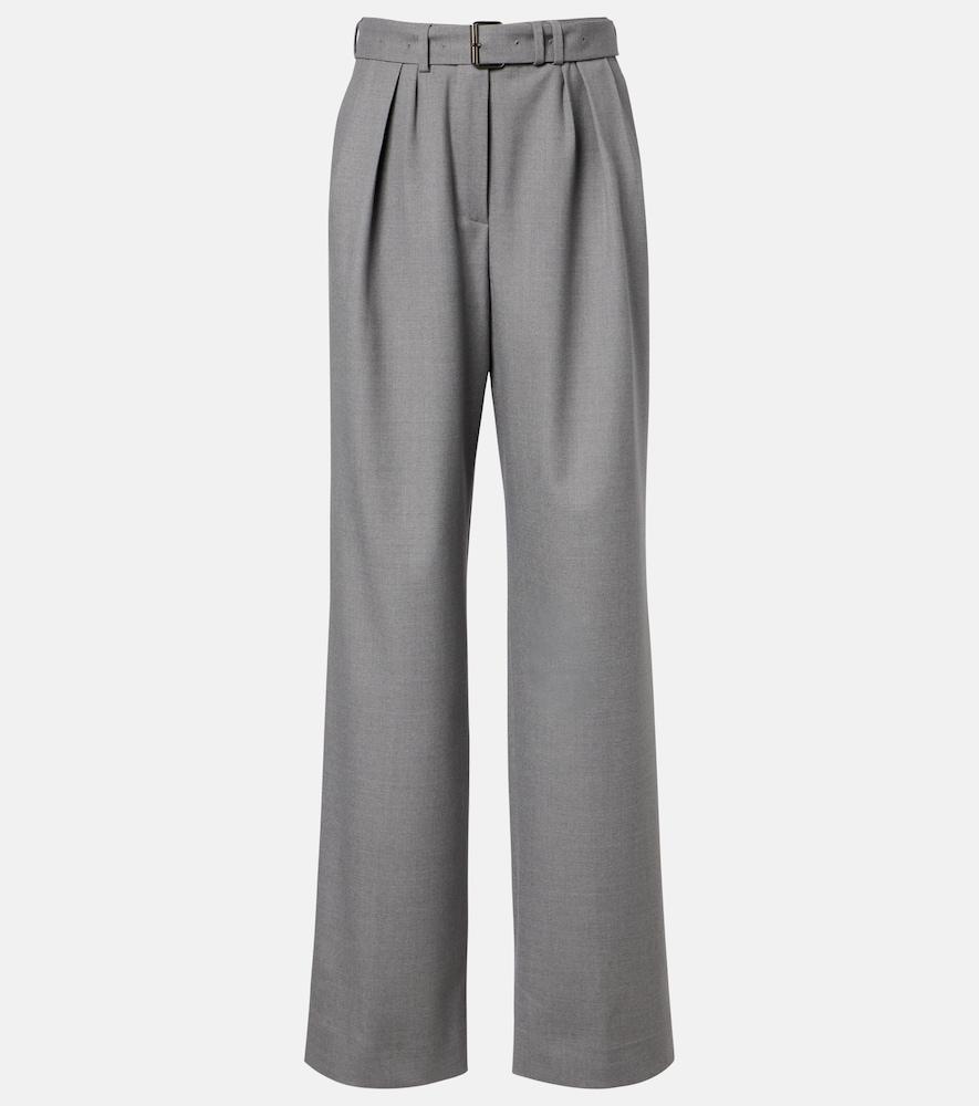 dries van noten belted wool-blend wide-leg pants