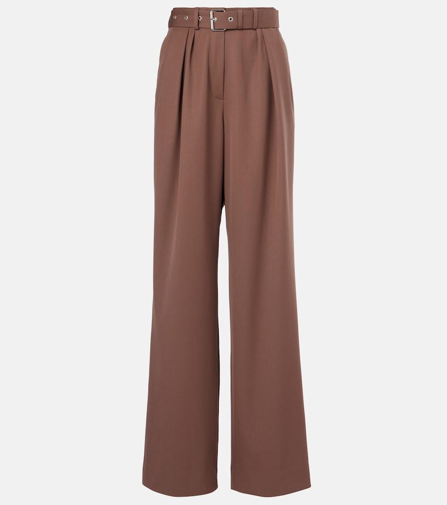 dries van noten belted wool gabardine wide-leg pants