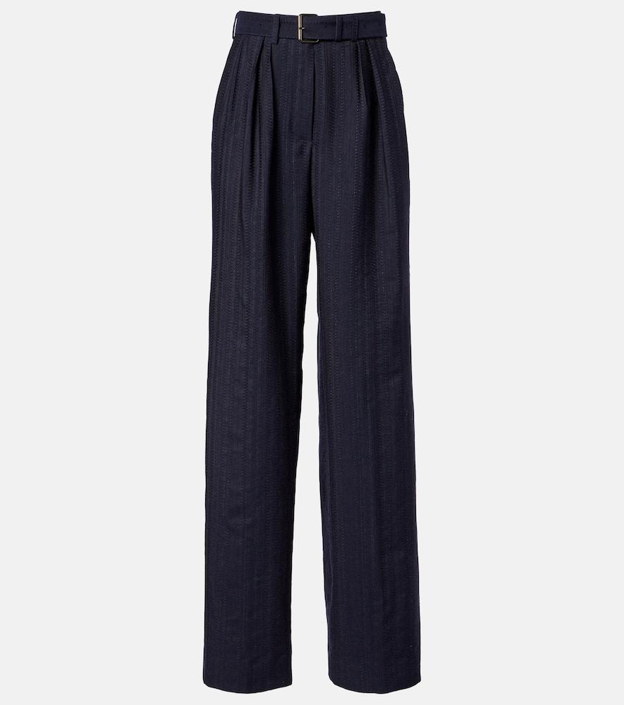dries van noten belted wool wide-leg pants