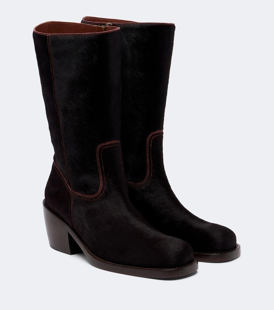dries van noten calf hair mid-calf boots