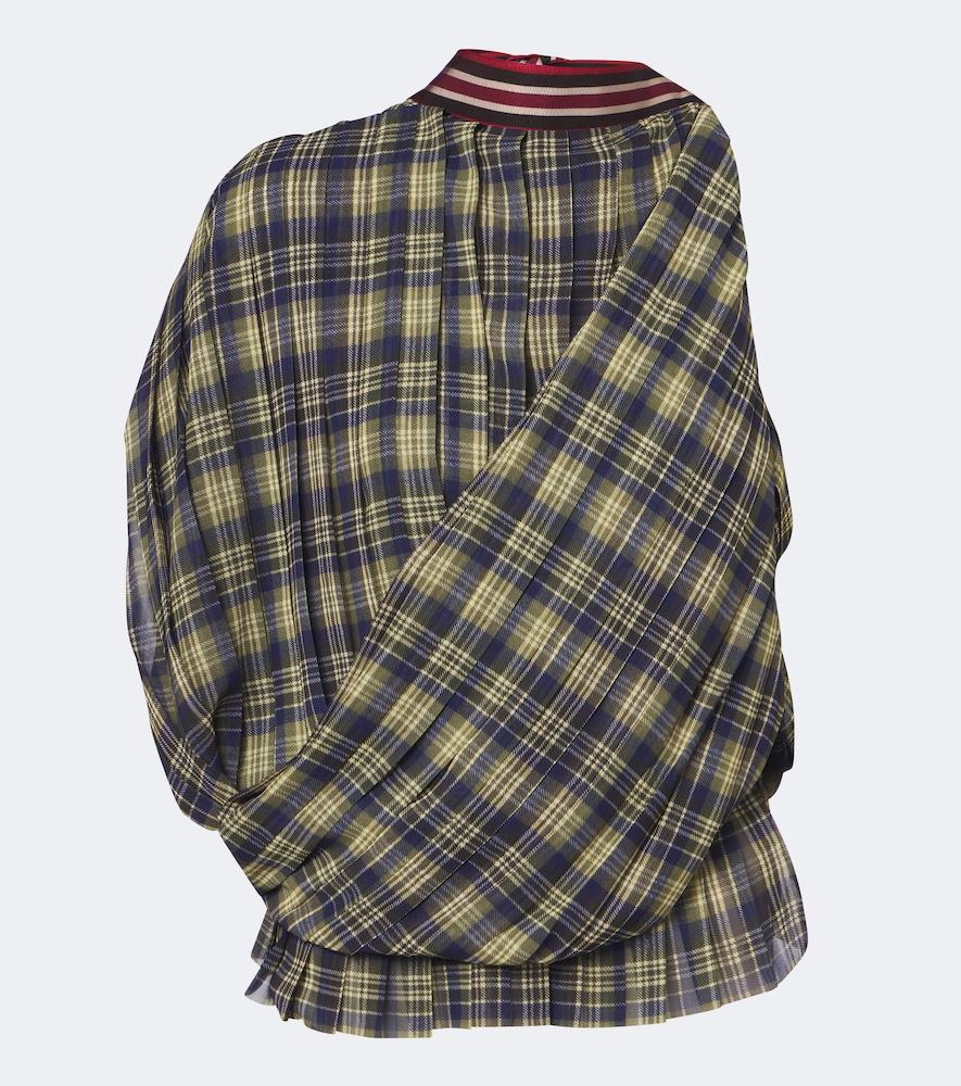 dries van noten checked draped one-shoulder top