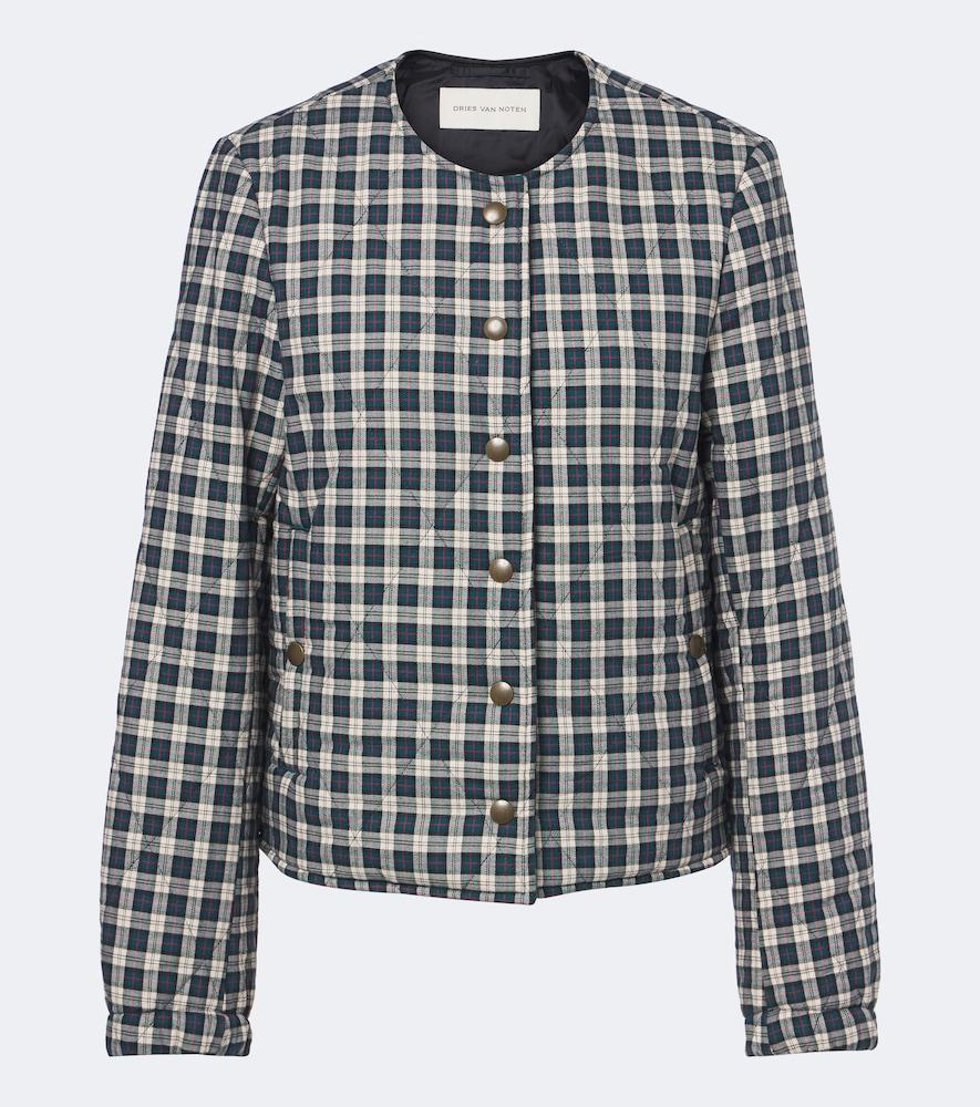 dries van noten checked quilted cotton-blend jacket