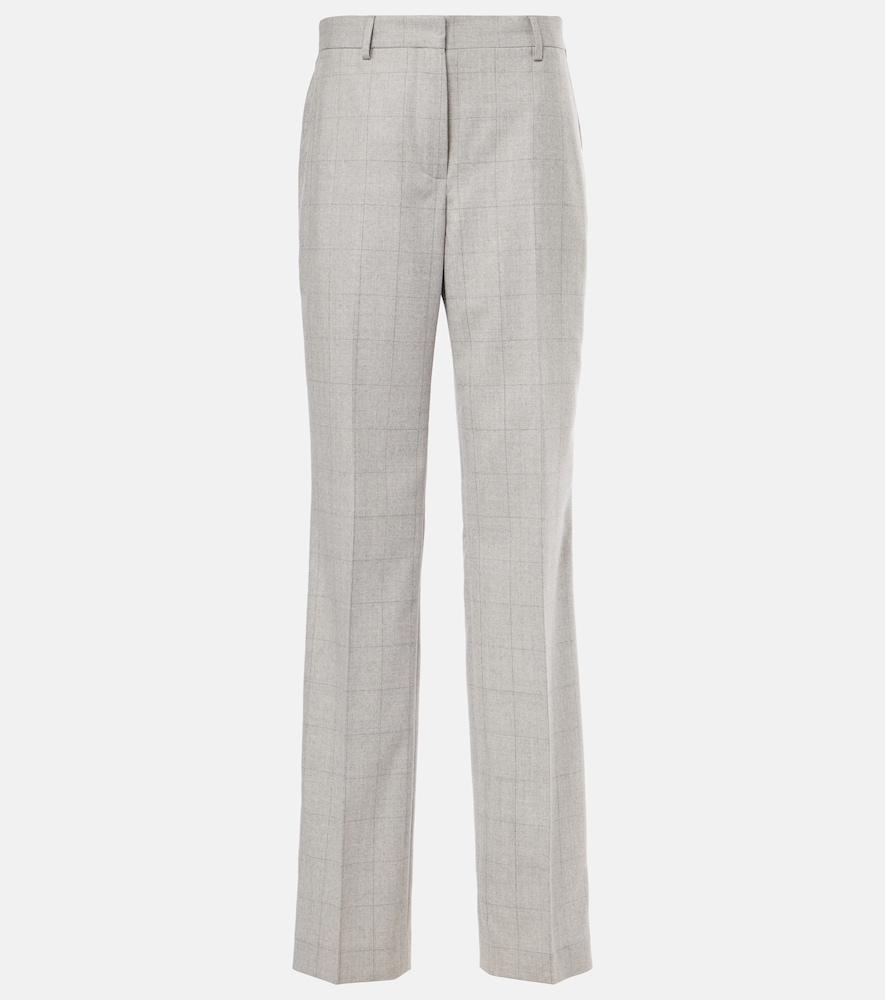 dries van noten checked wool straight pants