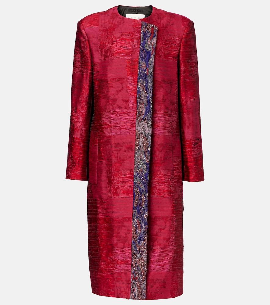dries van noten cotton-blend jacquard coat