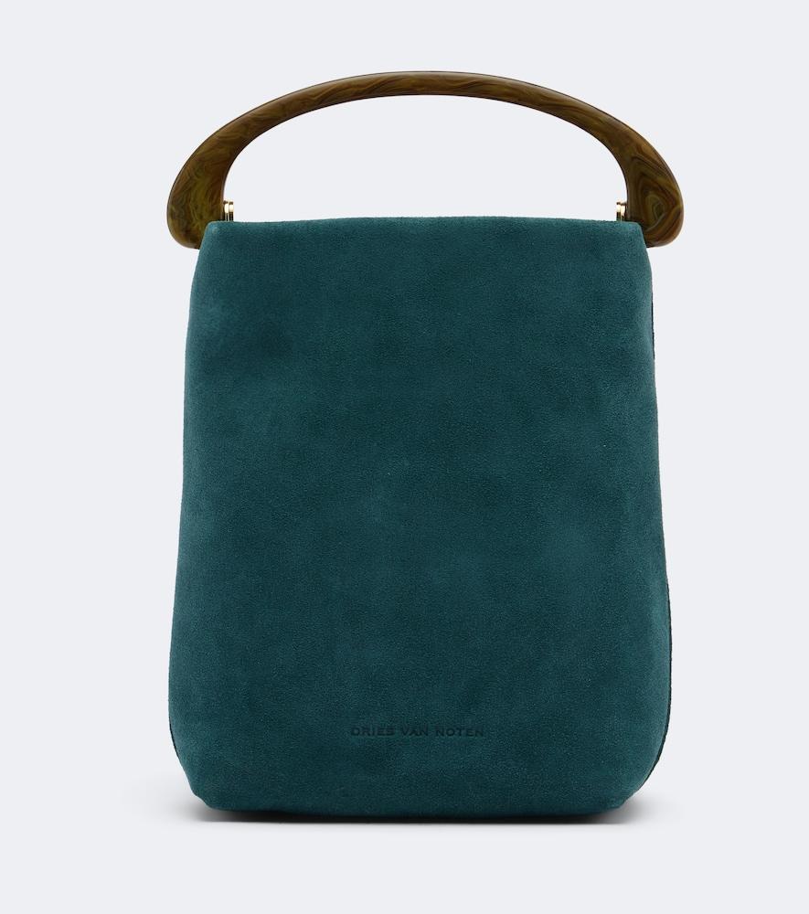 dries van noten crisp mini suede top-handle bag