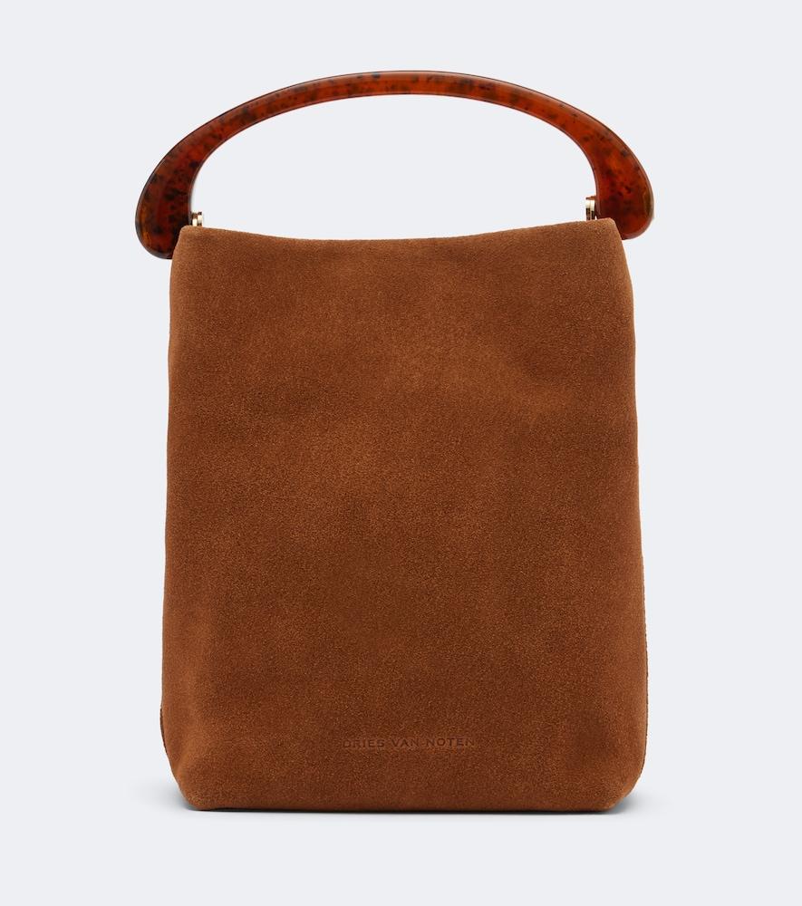dries van noten crisp mini suede top-handle bag