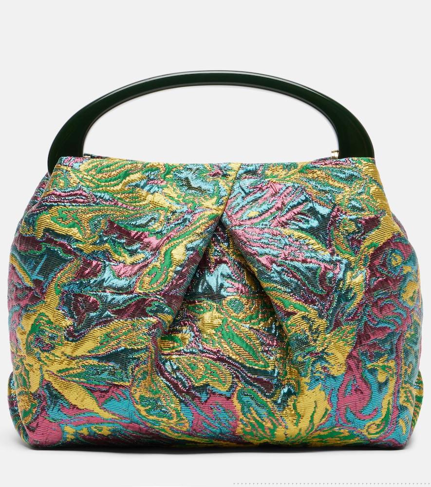 dries van noten crisp small jacquard top-handle bag