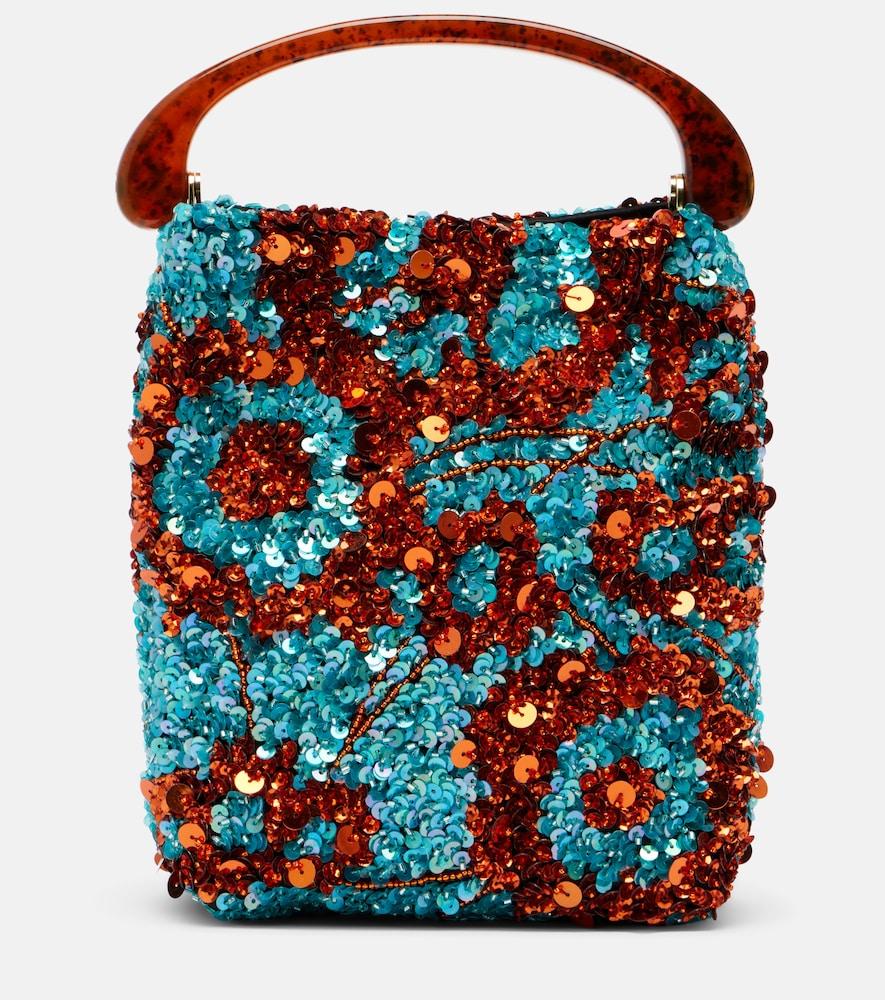 dries van noten crisp small sequined satin top-handle bag