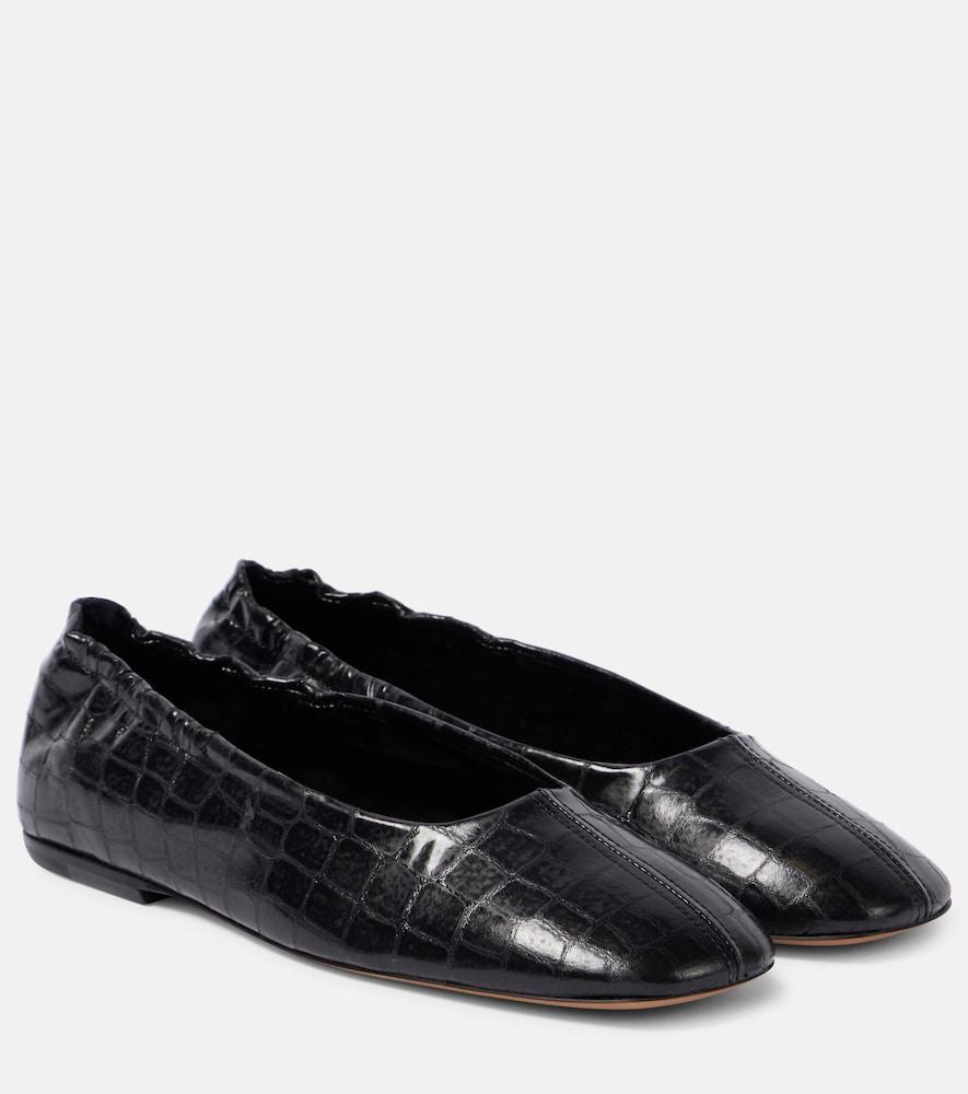 dries van noten croc-effect leather ballet flats