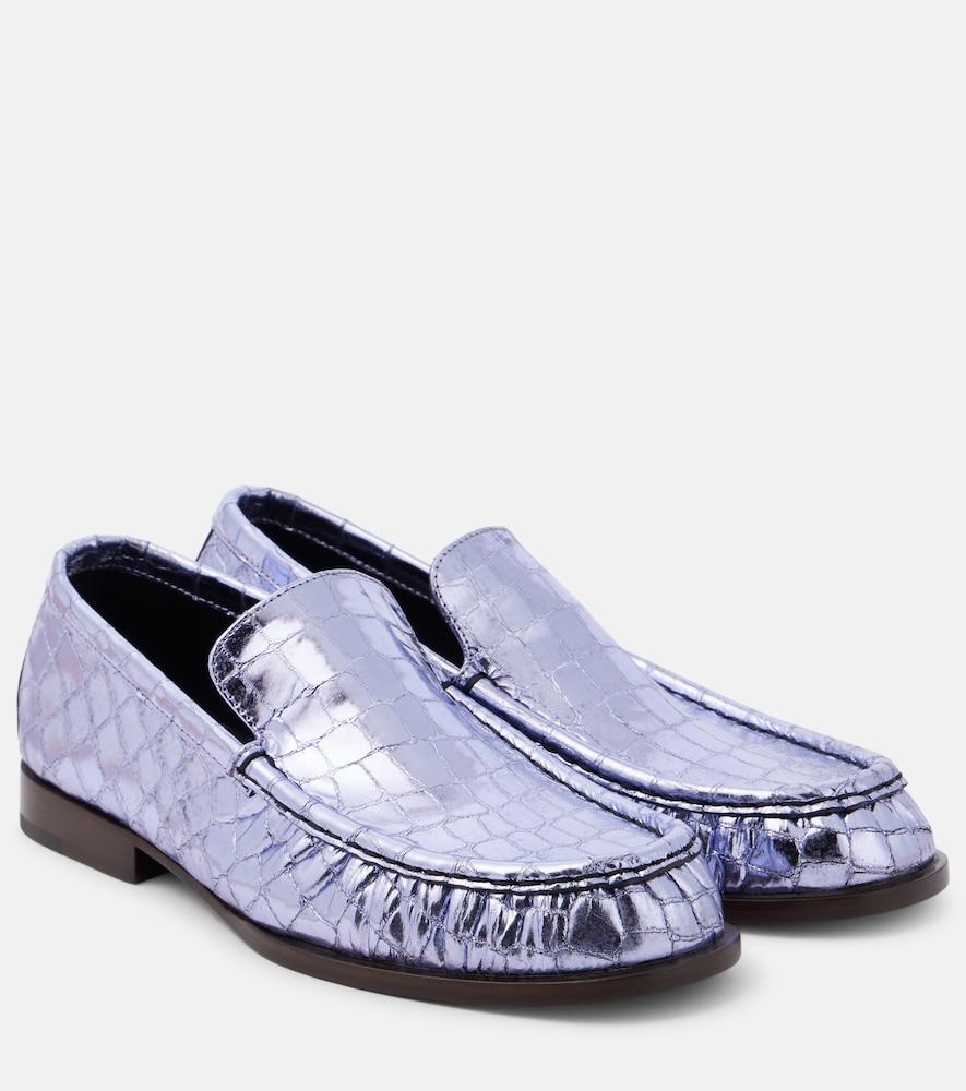 dries van noten croc-effect leather loafers