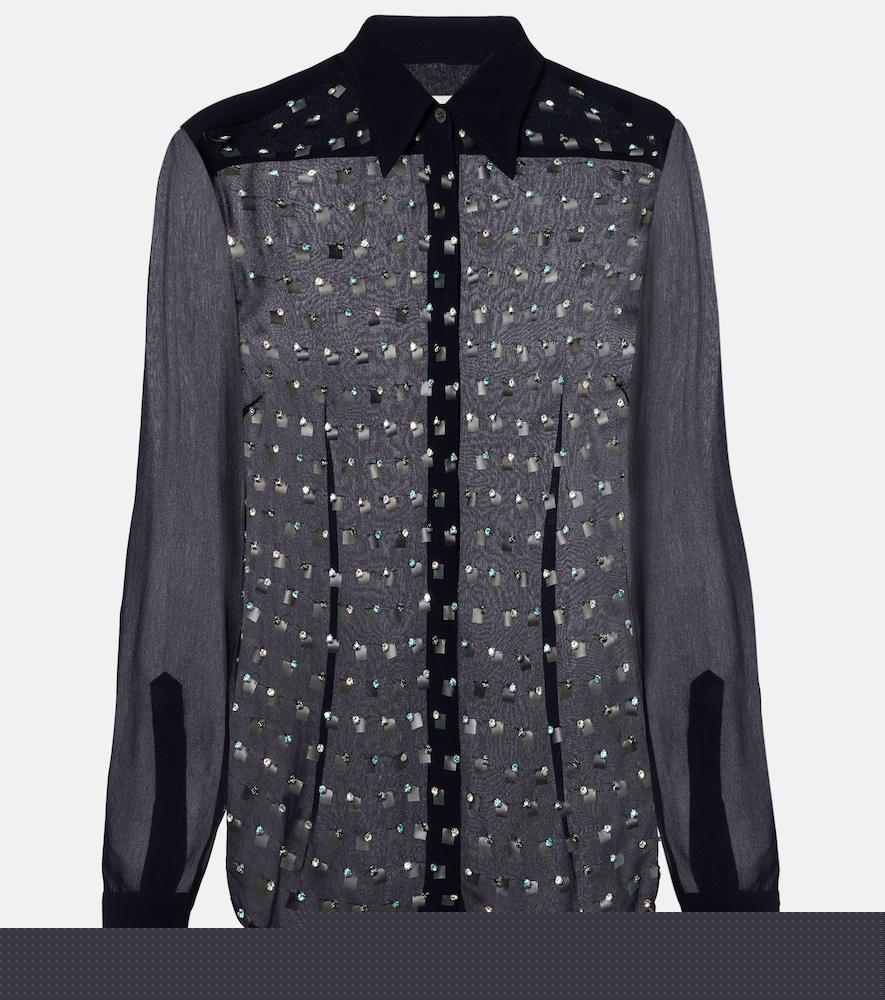 dries van noten crystal-embellished sheer shirt