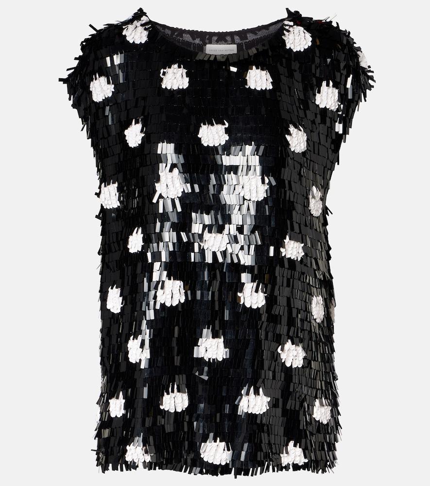 dries van noten cuzco sequined silk top