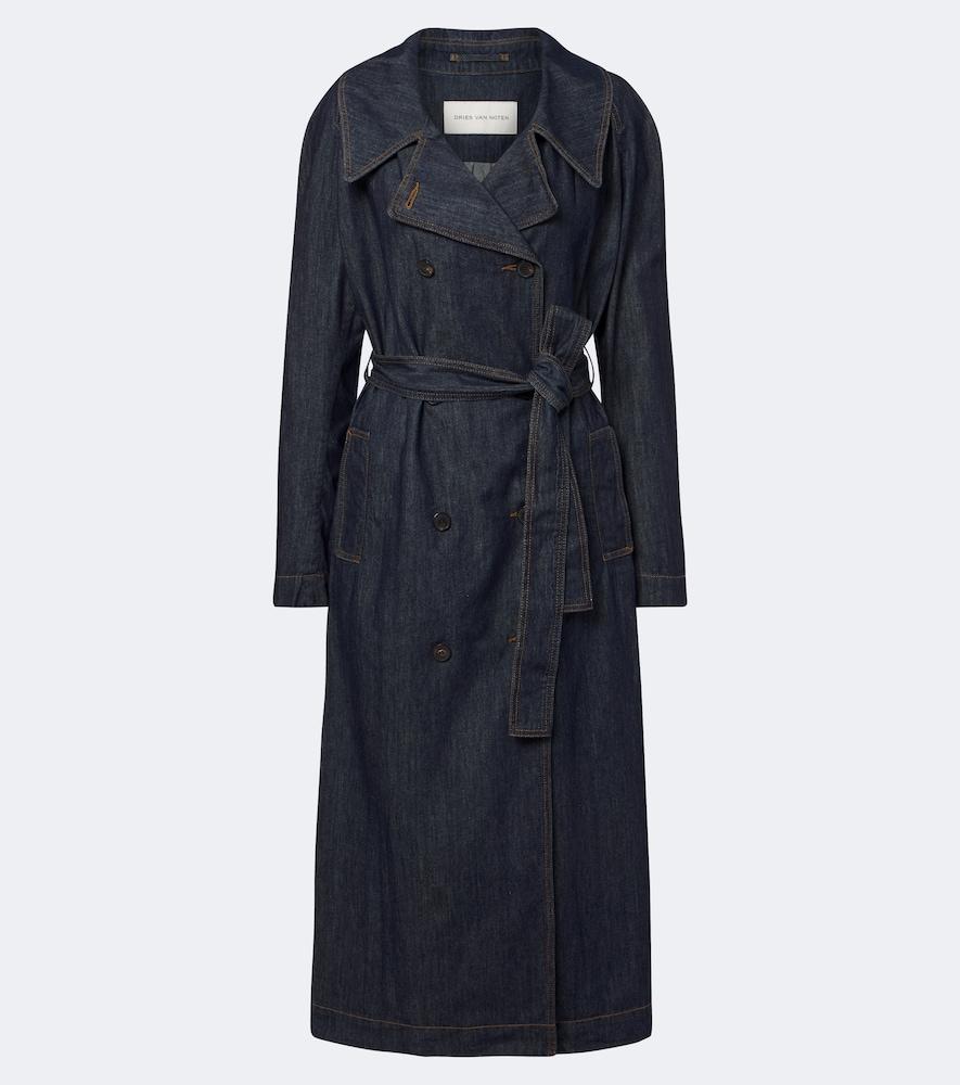 dries van noten denim trench coat