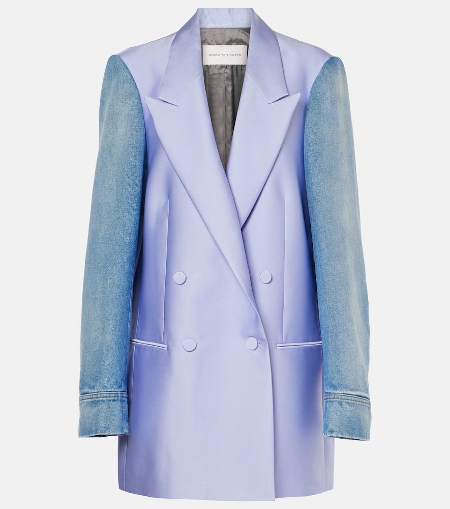 dries van noten denim-trimmed blazer