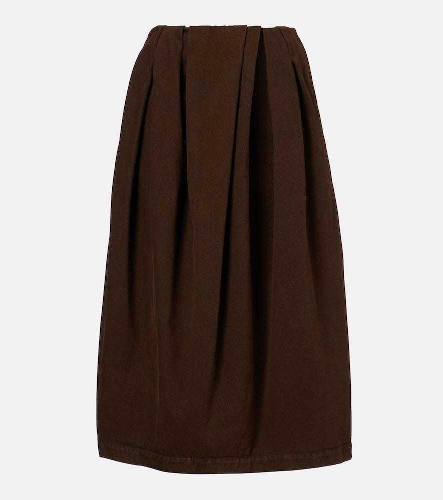 dries van noten draped denim midi skirt