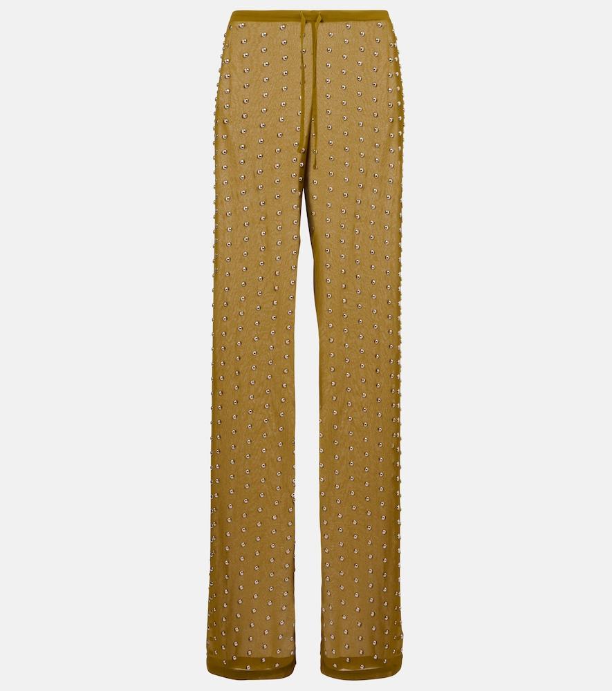 dries van noten embellished straight pants