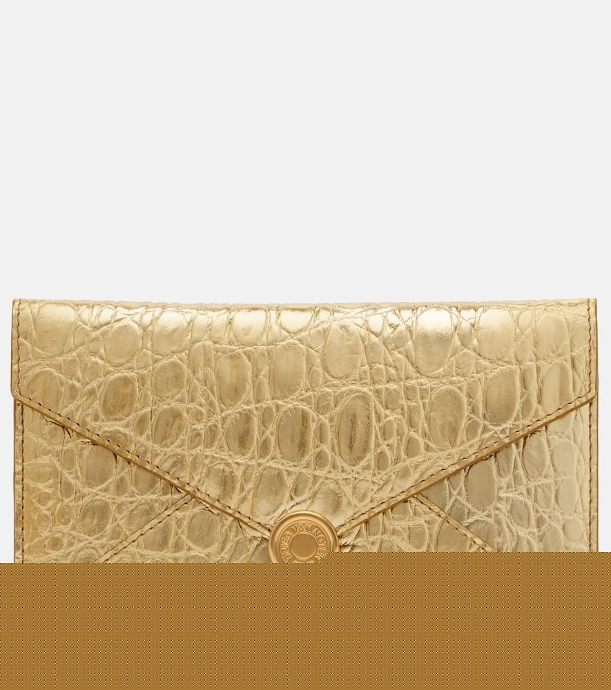 dries van noten embossed metallic leather clutch
