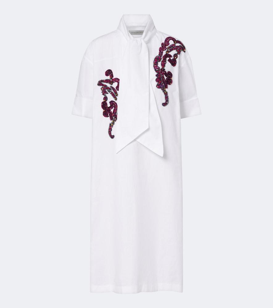 dries van noten embroidered cotton poplin midi dress