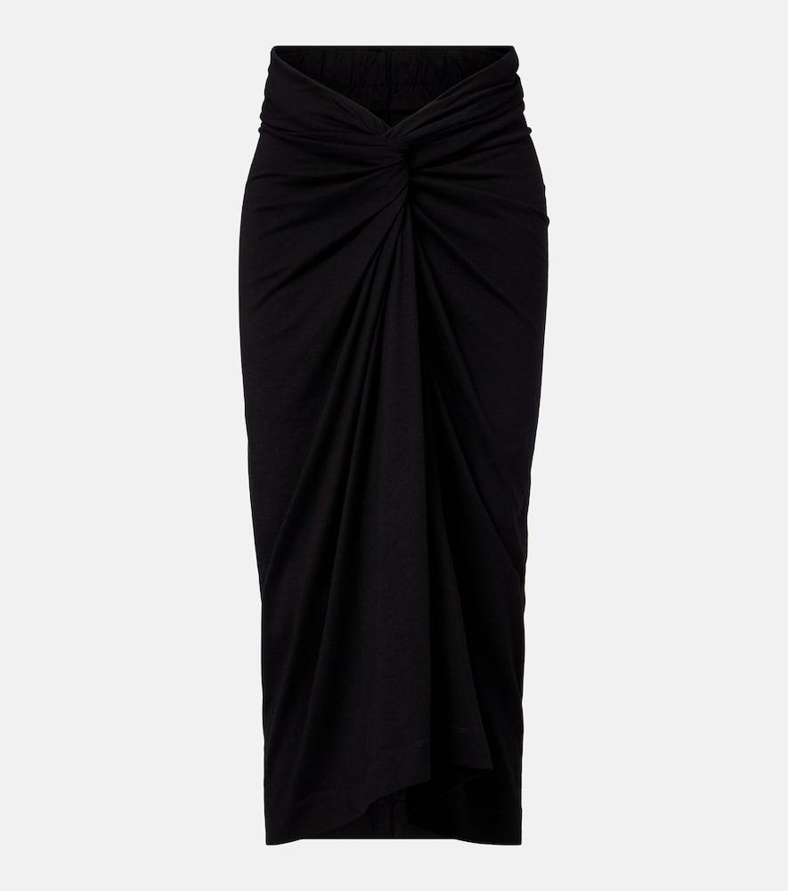 dries van noten gathered cotton jersey midi skirt