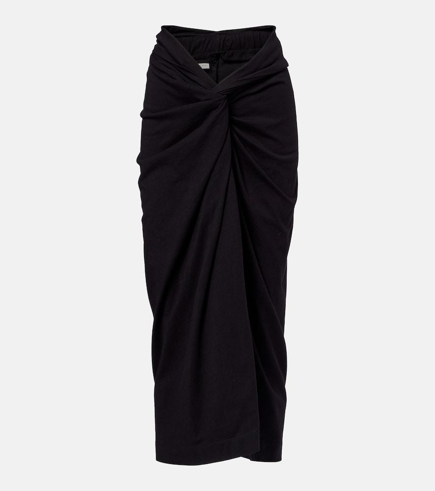 dries van noten gathered cotton midi skirt