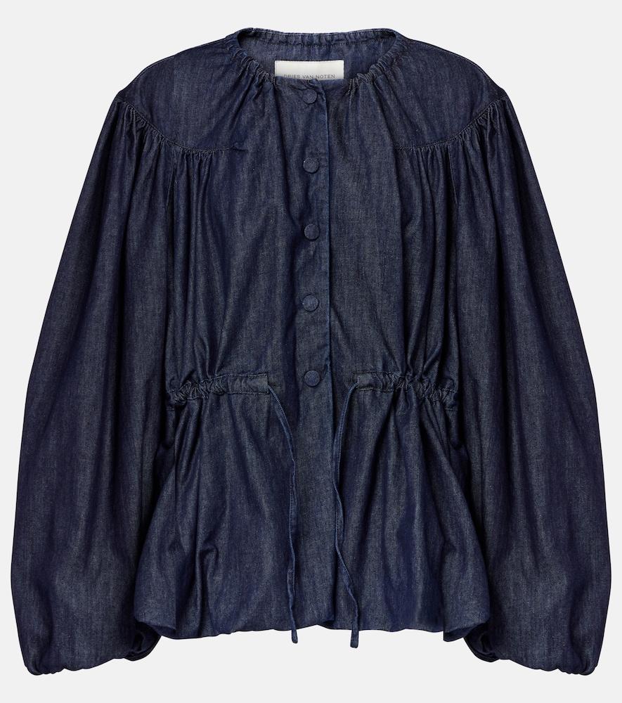 dries van noten gathered denim blouse