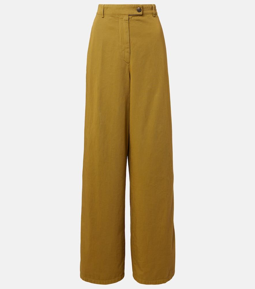 dries van noten high-rise cotton wide-leg pants