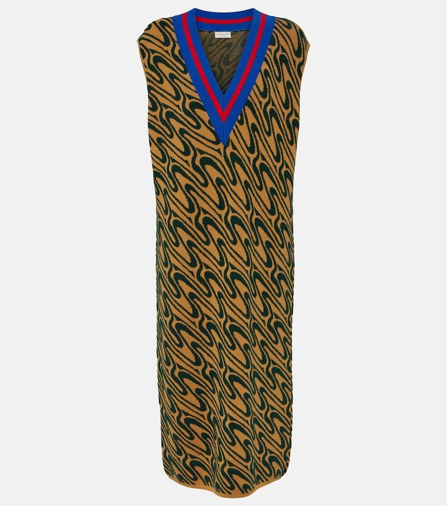 dries van noten intarsia midi dress