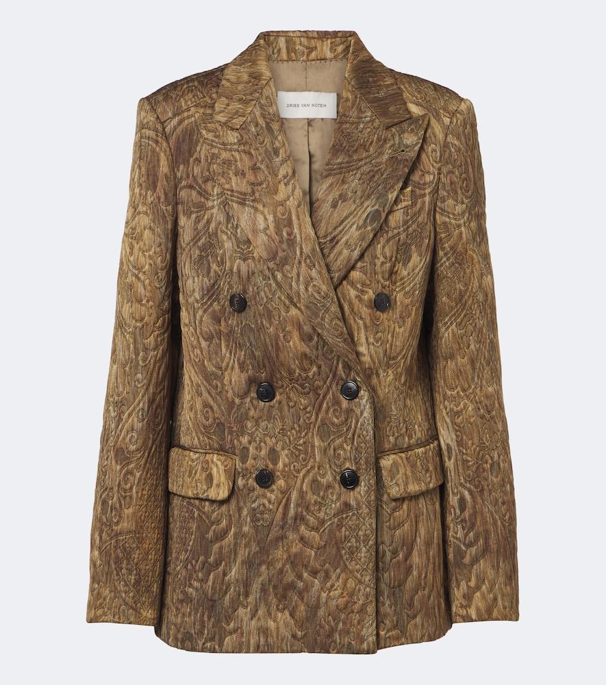 dries van noten jacquard double-breasted jacket