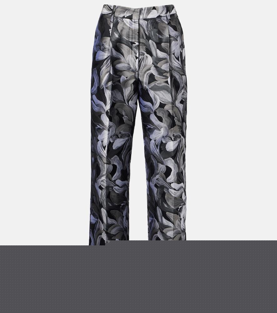 dries van noten jacquard high-rise wool straight pants