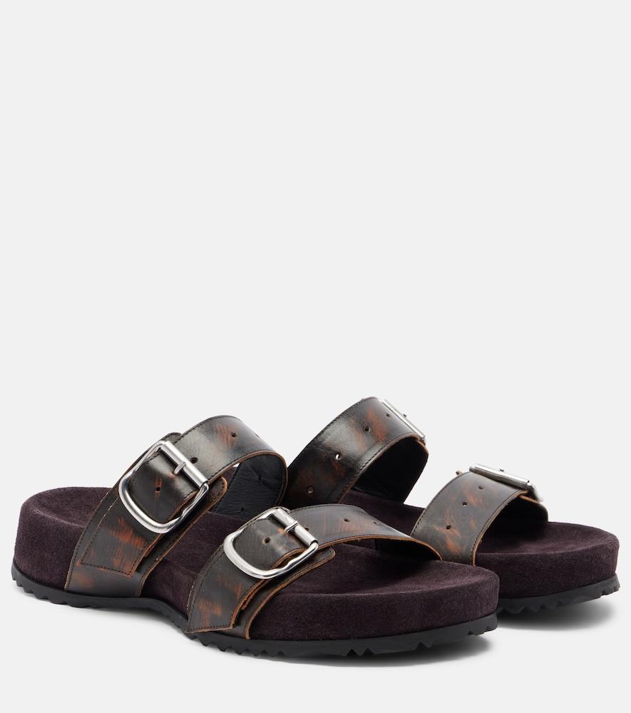 dries van noten leather and suede slides
