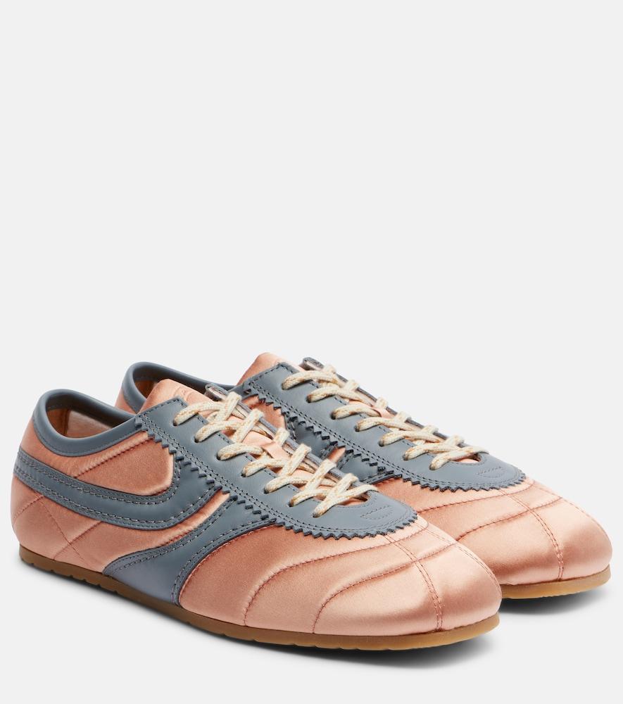 dries van noten leather-trimmed satin sneakers