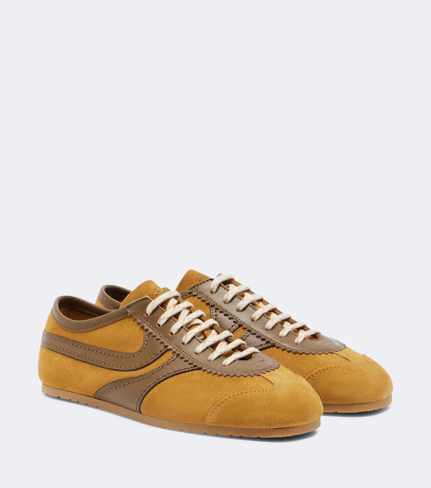dries van noten leather-trimmed suede sneakers