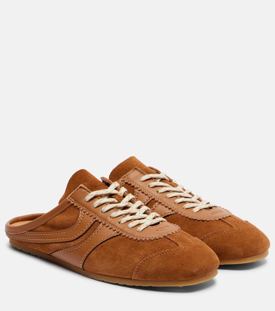 dries van noten leather-trimmed suede sneakers