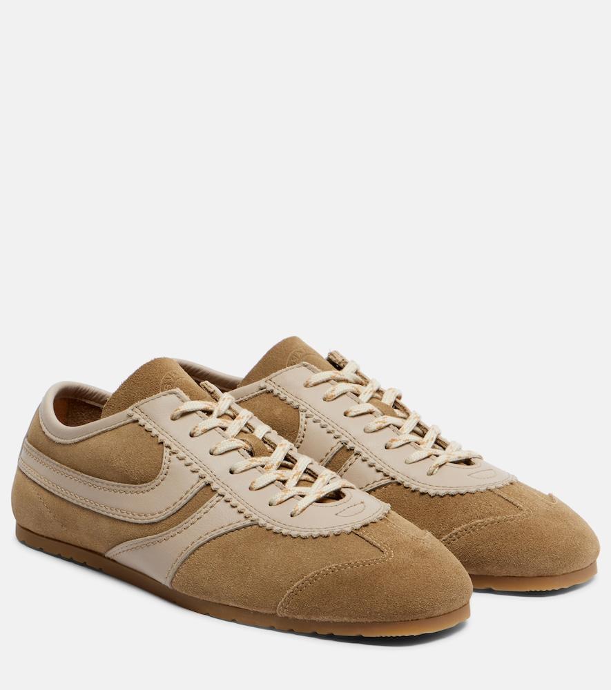 dries van noten leather-trimmed suede sneakers