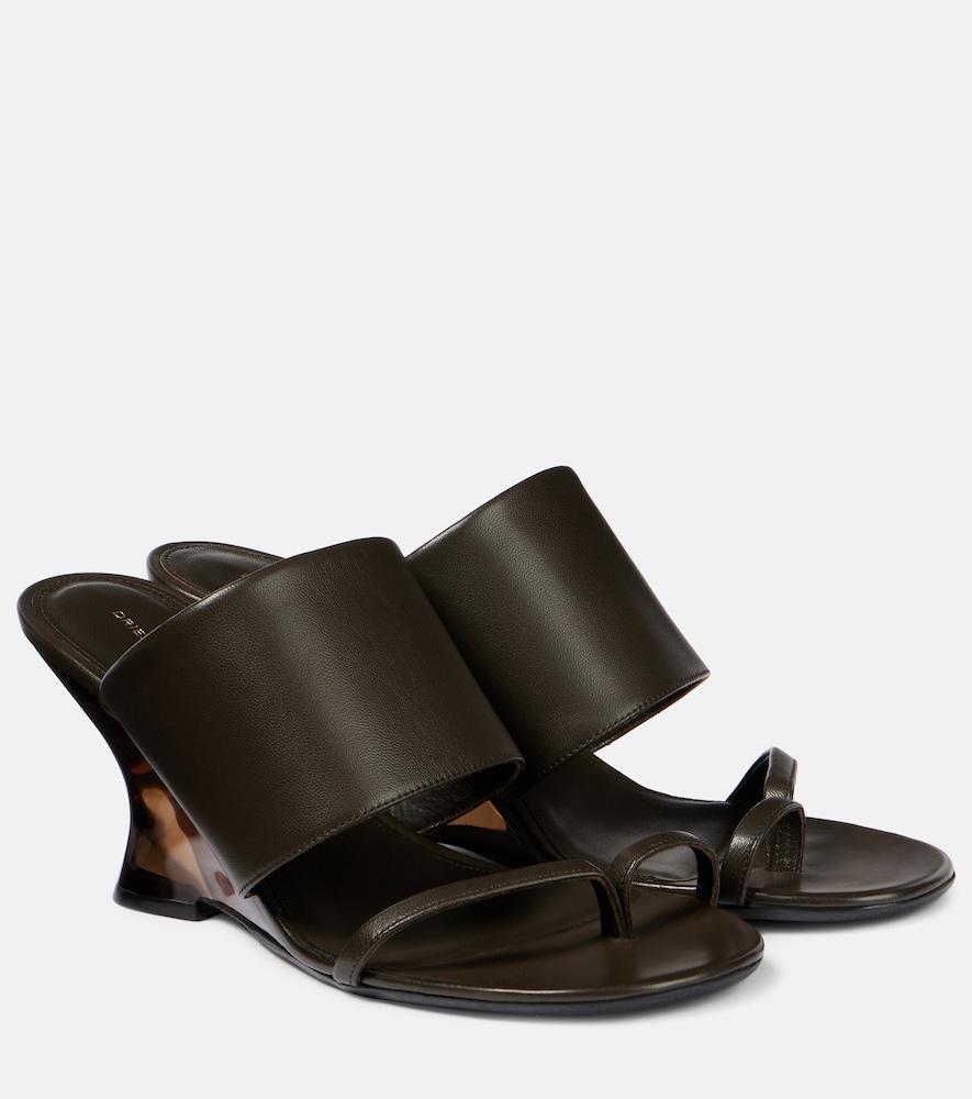 dries van noten leather wedge mules