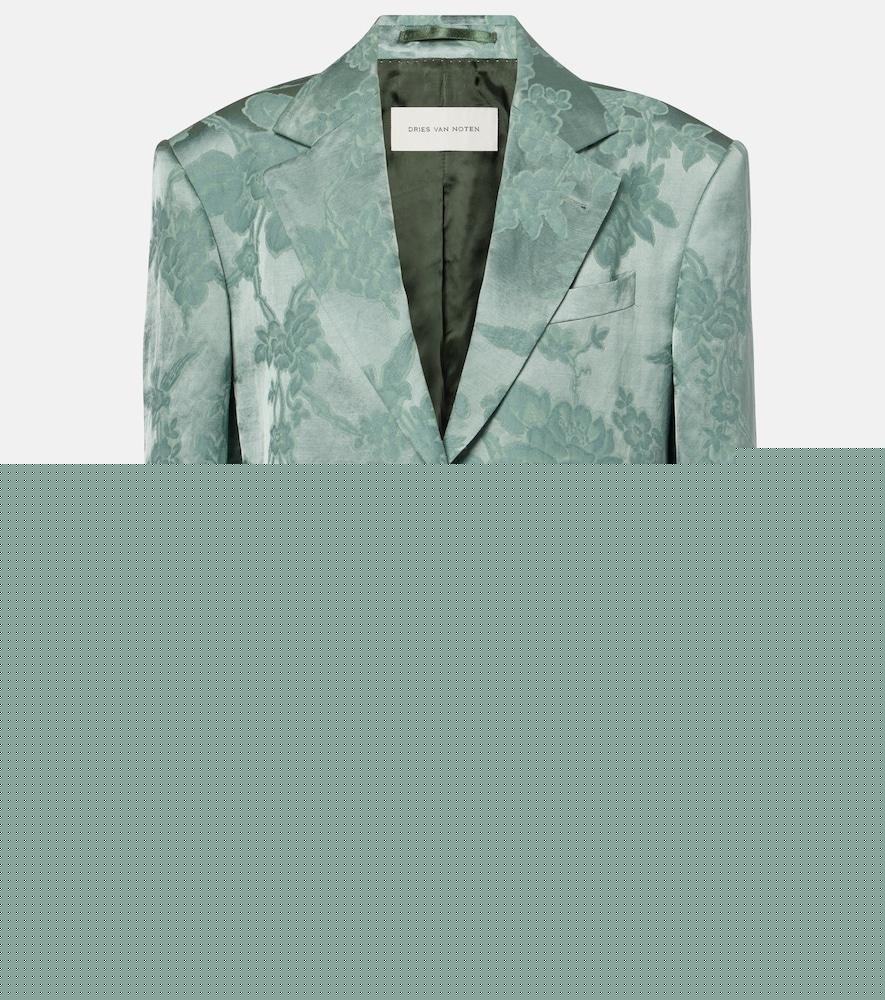 dries van noten linen-blend jacquard blazer