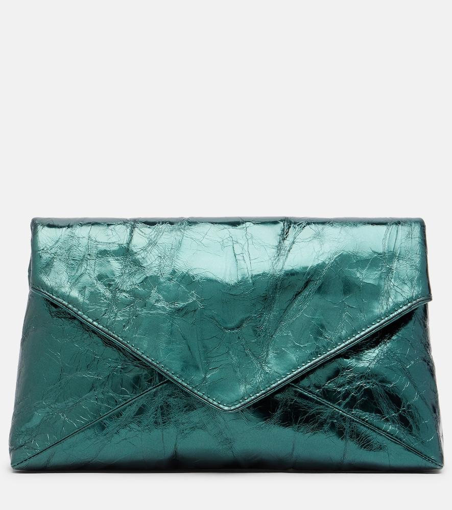 dries van noten medium metallic leather clutch