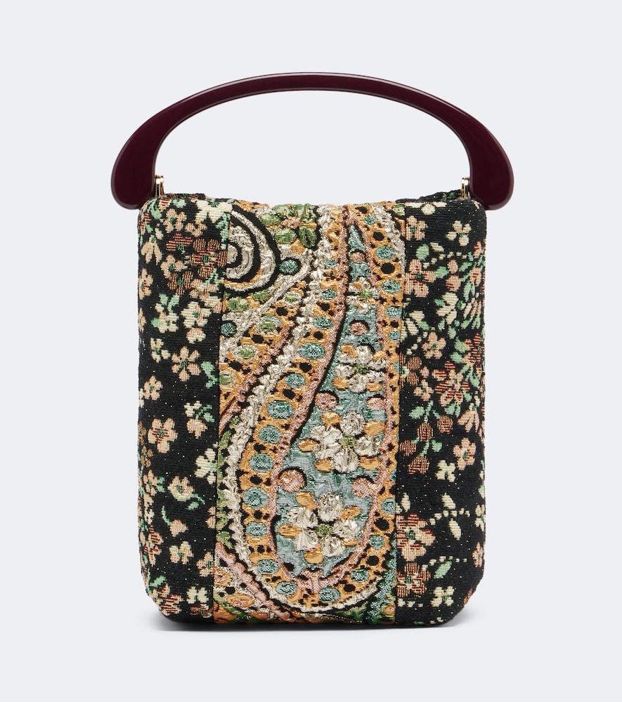 dries van noten micro floral jacquard top-handle bag