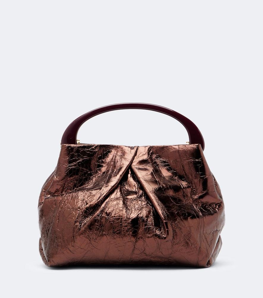 dries van noten mini metallic leather top-handle bag