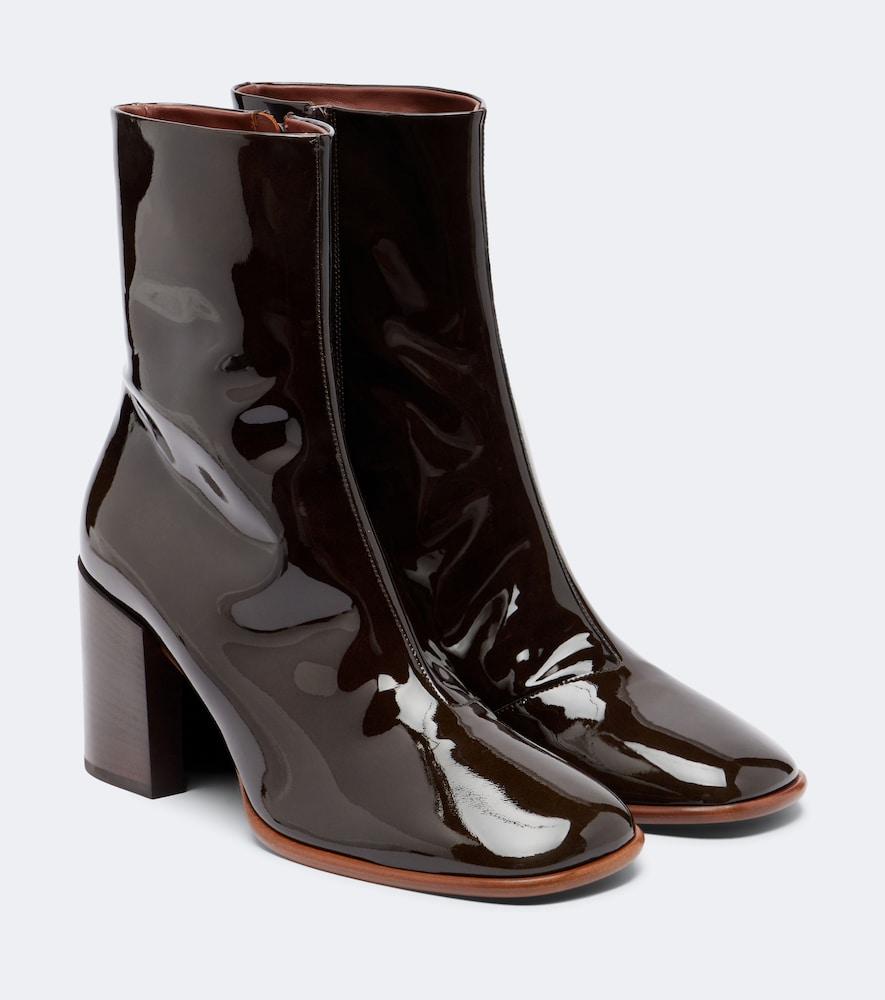 dries van noten patent leather mid-calf boots
