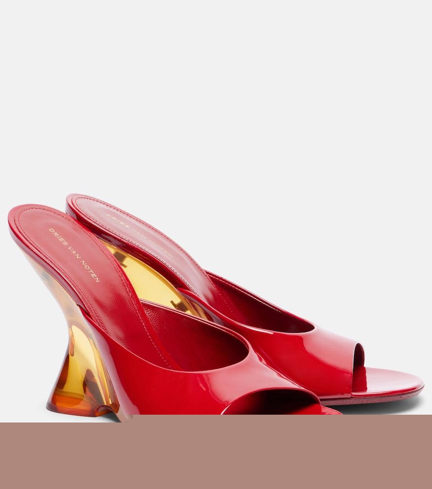 dries van noten patent leather wedge mules
