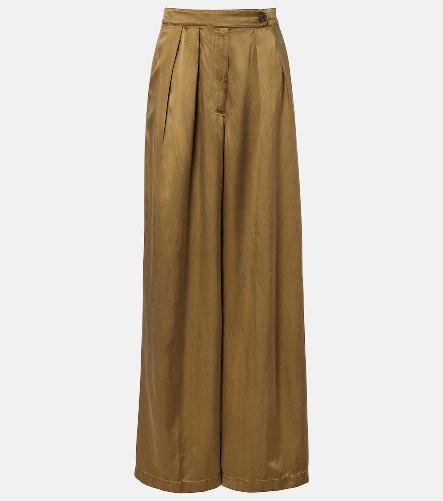dries van noten pleated high-rise wide-leg pants