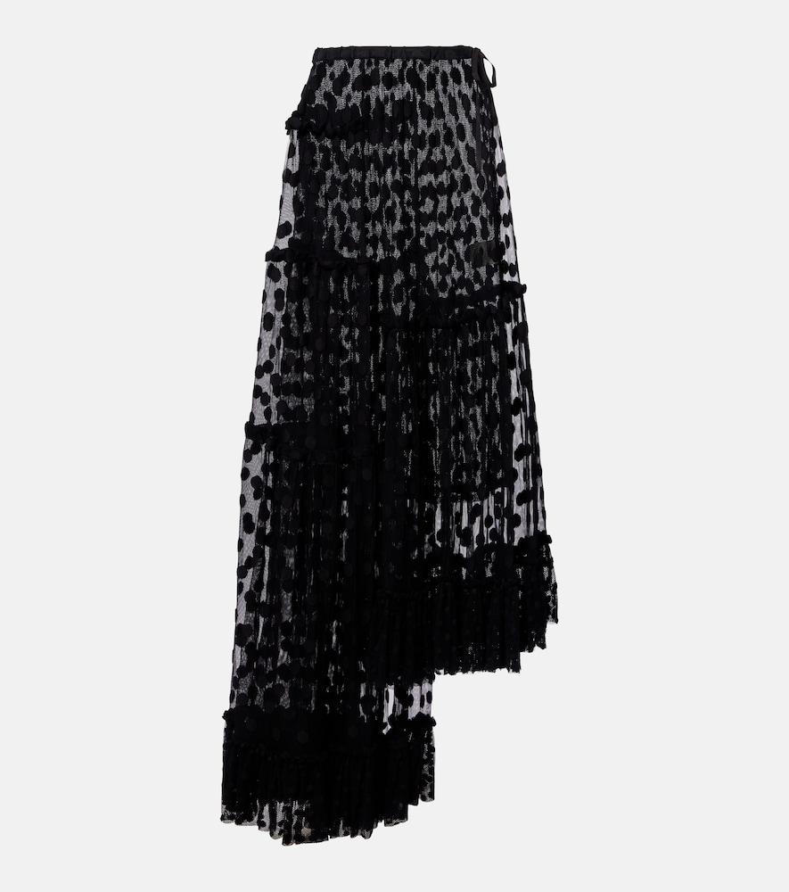 dries van noten polka-dot asymmetric cotton-blend maxi skirt