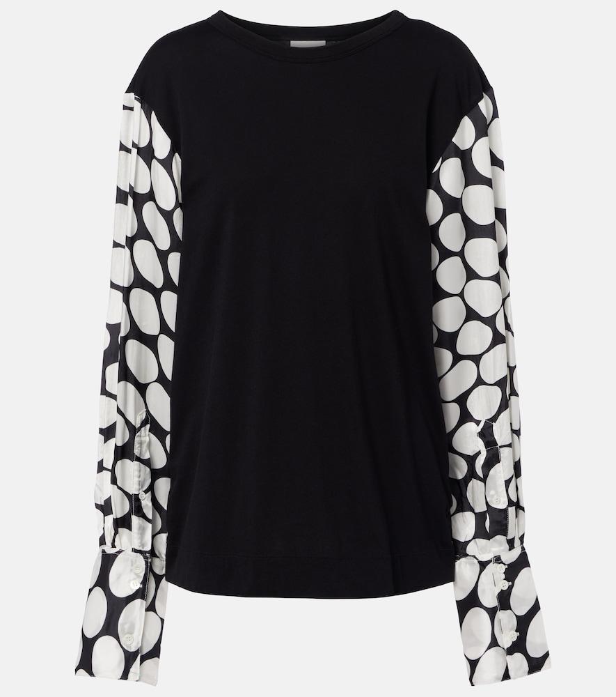 dries van noten polka-dot cotton-blend top