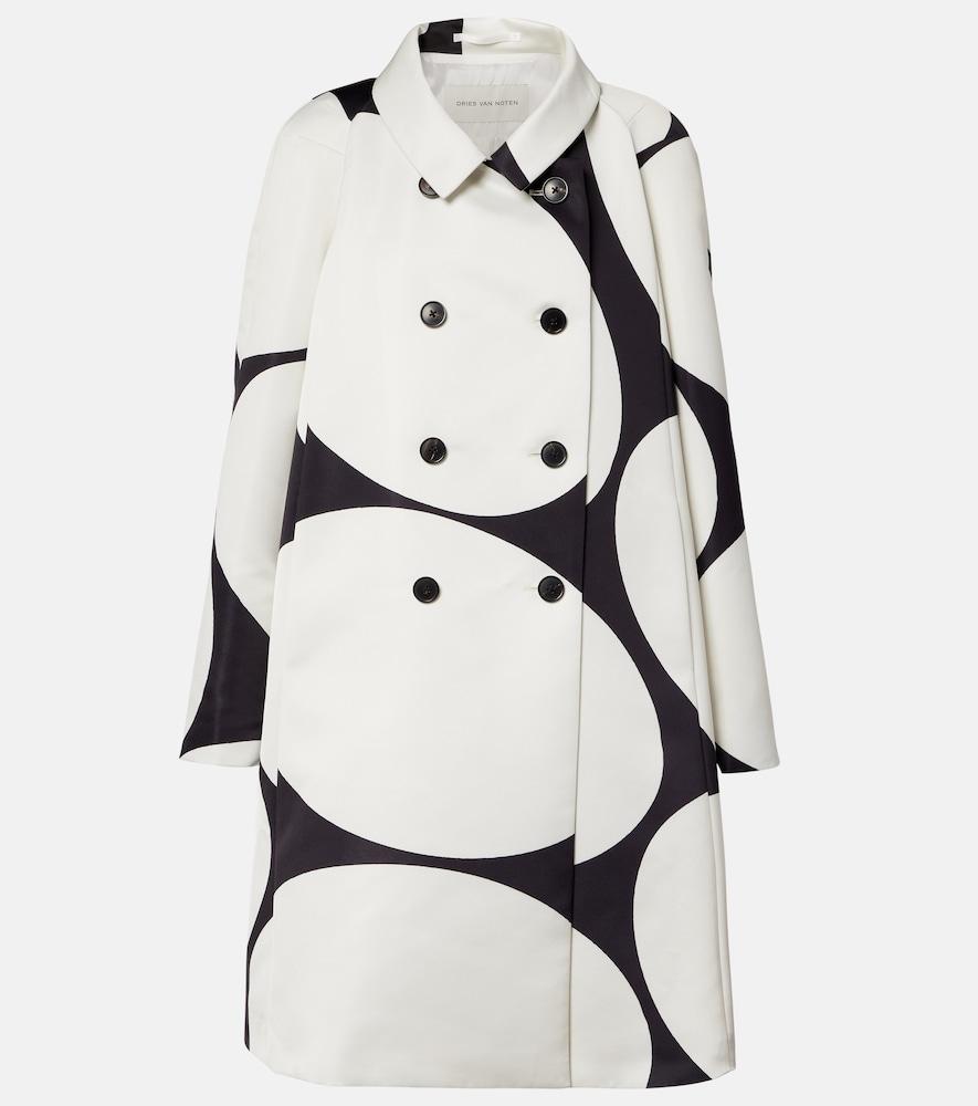 dries van noten polka-dot double-breasted satin coat