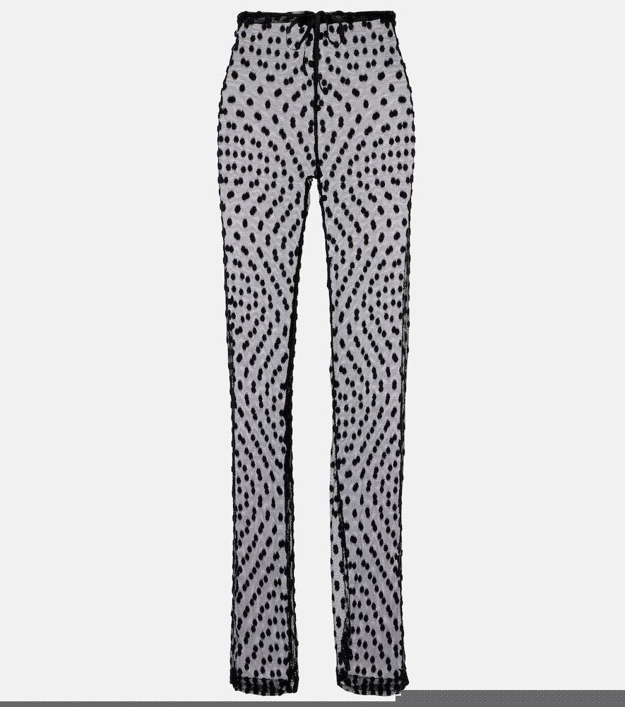dries van noten polka-dot mesh slim pants